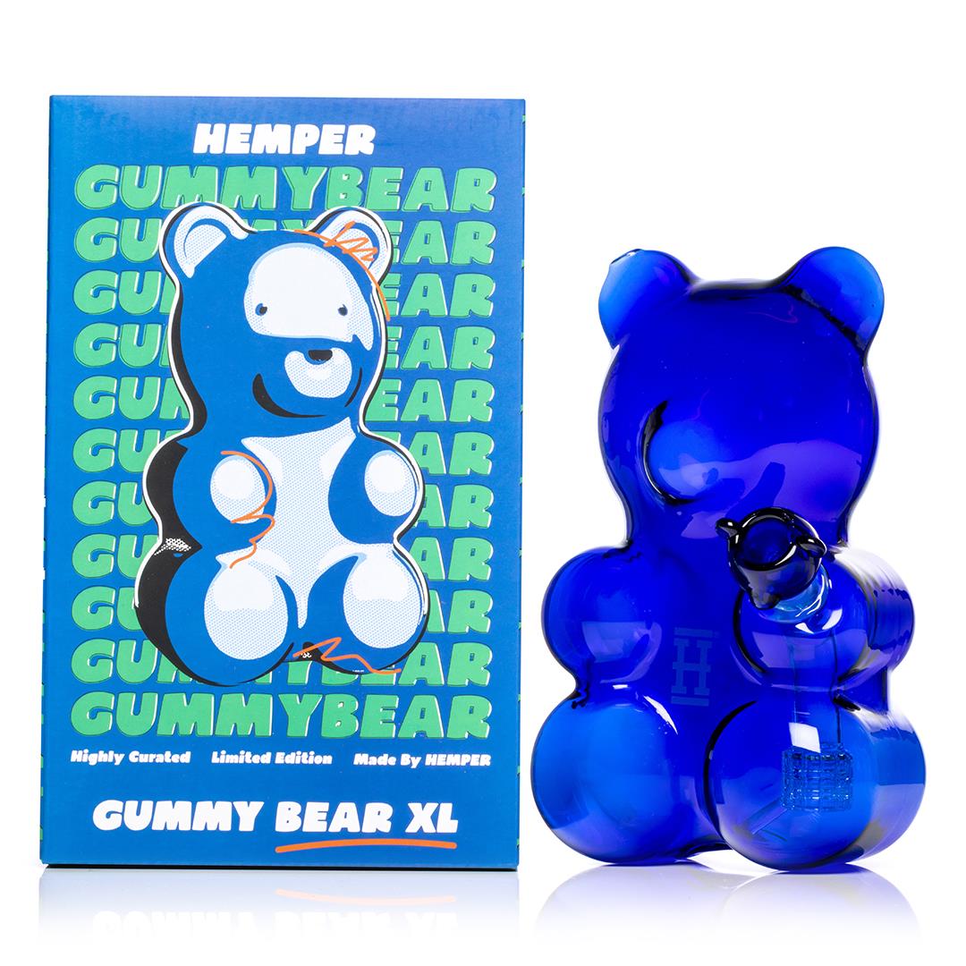 Originelle Gummy Bear XL Bong von HEMPER jetzt im Shop! &#10003; 21,5 cm H&ouml;he &#10003; Borosilikatglas &#10003; 14mm Anschluss &#10152; Jetzt entdecken!