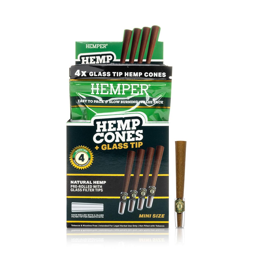 Mini Size Cones + Glass Tip (4PK | DISPLAY 12x) - HEMPER